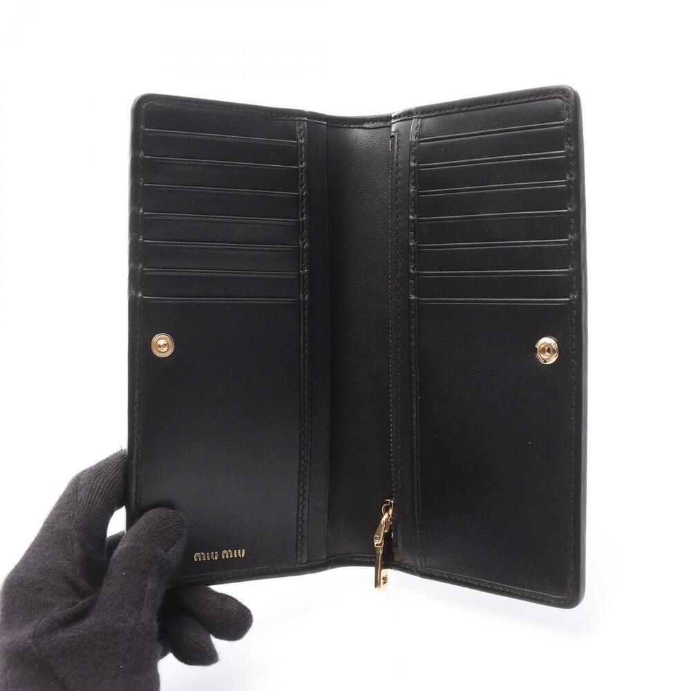 Miu Miu Matelasse Bi fold Long Wallet Leather Black - Picture 3 of 4